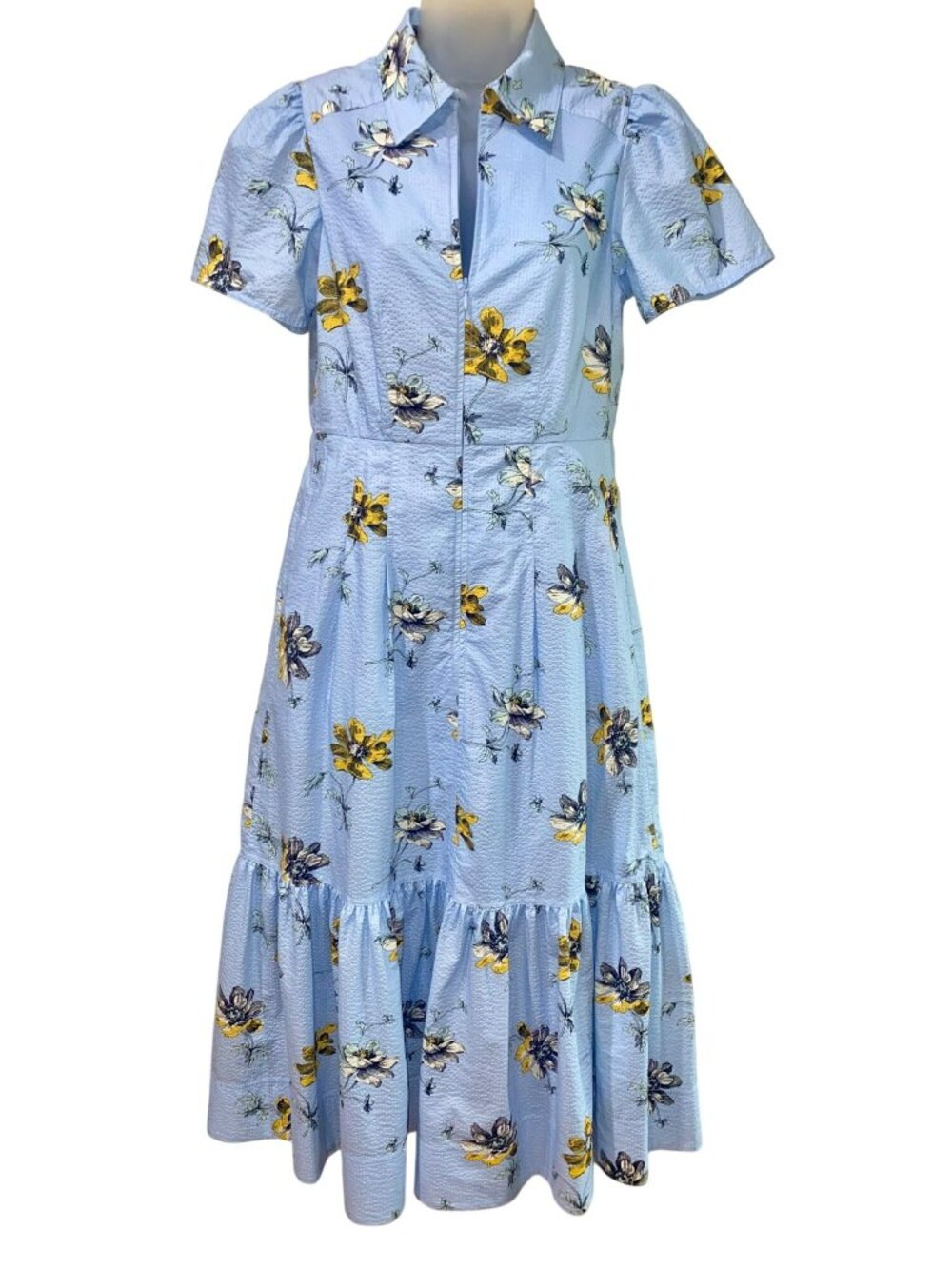 ME+EM Scattered Anemone Print Seersucker Midi Dress - Picture 14 of 14